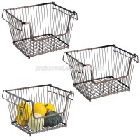 Kitchen Cabinets Closets Bedrooms Metal Storage Wire Organizer tray Basket with Handles