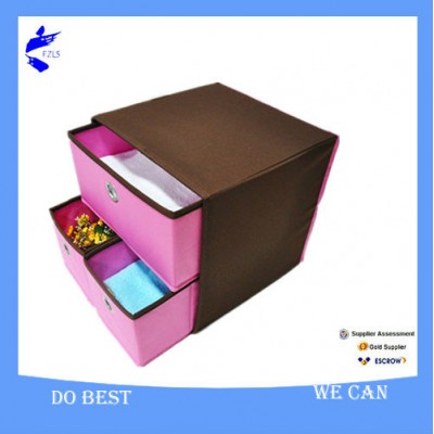 Decoration Polyster Cuboid Storge Boxes With 3 Pink Drawers