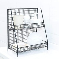 2 Tier Wire Basket Bathroom Organizer Shelves Cosmetic Makeup Organizer Dresser Countertop Storage Spice Rack