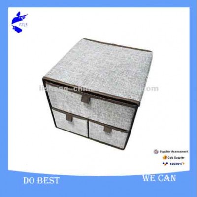 Folding Cabinet Polyester Ramie Cardboard Drawer Storage Box with 3 Drawers